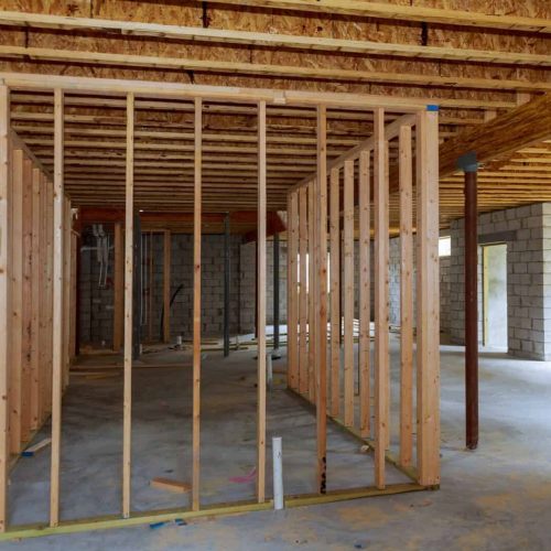 Basement construction interior wall framing renovation new home construction