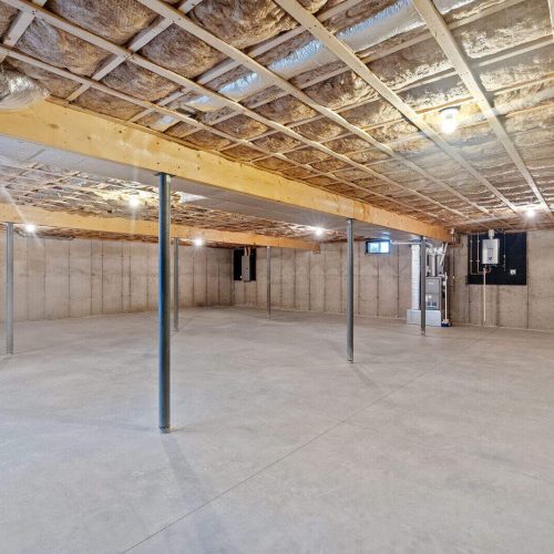 Newly built basement during a moisture test, a house before a renovation