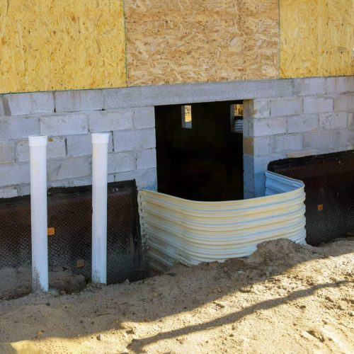 Windowswell on basement construction from window building materials.